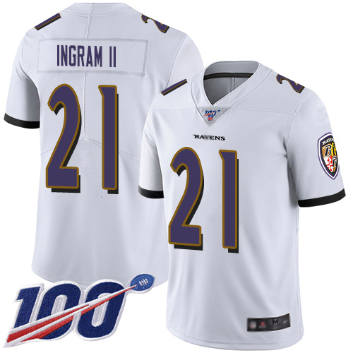 Baltimore Ravens Limited White Men Mark Ingram II Road Jersey NFL Football #21 100th Season Vapor Untouchable